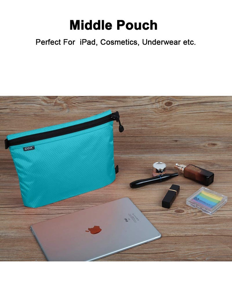 GOX 3 Pack Travel Toiletry Bag for Men Carry On Packing Organizer Zipper Pouch Portable Cosmetic Pouch Accessory Document Electronics (Blue) - Image 3