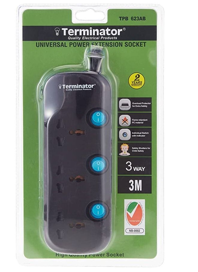 RACO - RACO Extension 3G/3M TPB 623AB Universal Socket Black Terminator - Image 1
