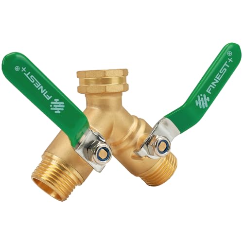 Finest Garden Hose Splitter 2 Way, Heavy Duty Brass Y Valve Garden Hose Splitter With Stainless Steel Long Handle, Full Flow Hose Splitter Connector, Y Valve 3/4 Inch GHT Thread - Image 1