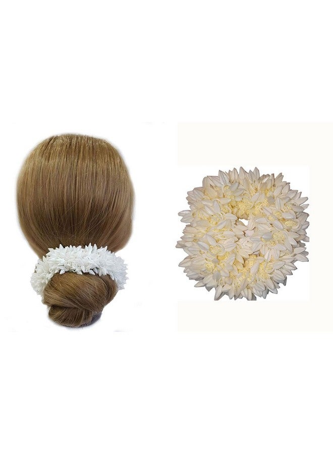 JAGMOOLYA PRODUCTS Artificial Off White Jasmine Flower Garland/Gajra Hair Bun Accessories for Women and Girls (Pack of 5) - Image 1