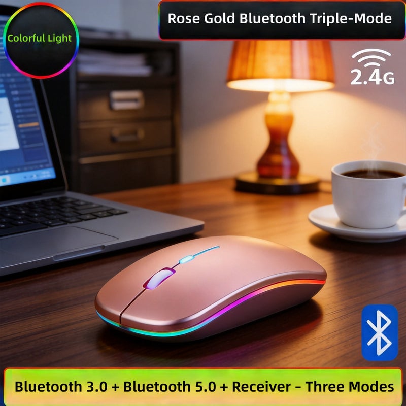 Silent Wireless Office Bluetooth 2.4G Dual-Mode Rechargeable Mouse with Light - Factory Direct Hot-Selling Laptop Accessory - Image 2