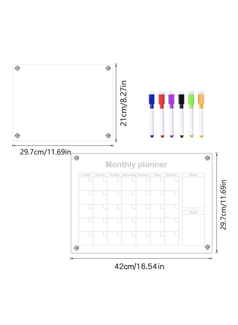 Magnetic Transparent Acrylic Week Plan Memo Message Board Erasable Magnetic Refrigerator Sticker - Image 1
