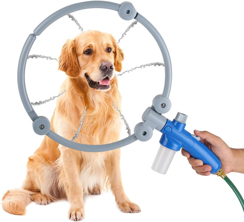 Drumstone (𝟏𝟓 𝐘𝐄𝐀𝐑𝐒 𝐖𝐀𝐑𝐑𝐀𝐍𝐓𝐘) Woof Washer 360° Dog & Pet Bathing Shower Ring | Handheld Pet Bathing Tool with Shampoo Holder for Easy and Efficient Pet Cleaning - Image 1