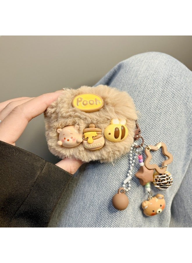 Generic - Ins Cute Plush Honeypot Bear Protective Case For Airpods Pro 2 Generation 3 Generation 4 Generation Bluetooth Wireless Ear-Color:Plush Honey Pot Bear -Applicable Models:Airpods 4th Generation - Image 1