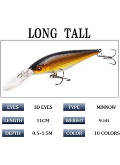 Arabest 10Pcs Fishing Lures - Crank Bait Set, Deep Diving Wobblers Artificial Baits with 3D Eyes, Bass Lures for Freshwater and Saltwater Fishing  - Image 4