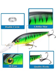 Arabest 10Pcs Fishing Lures - Crank Bait Set, Deep Diving Wobblers Artificial Baits with 3D Eyes, Bass Lures for Freshwater and Saltwater Fishing  - Image 2