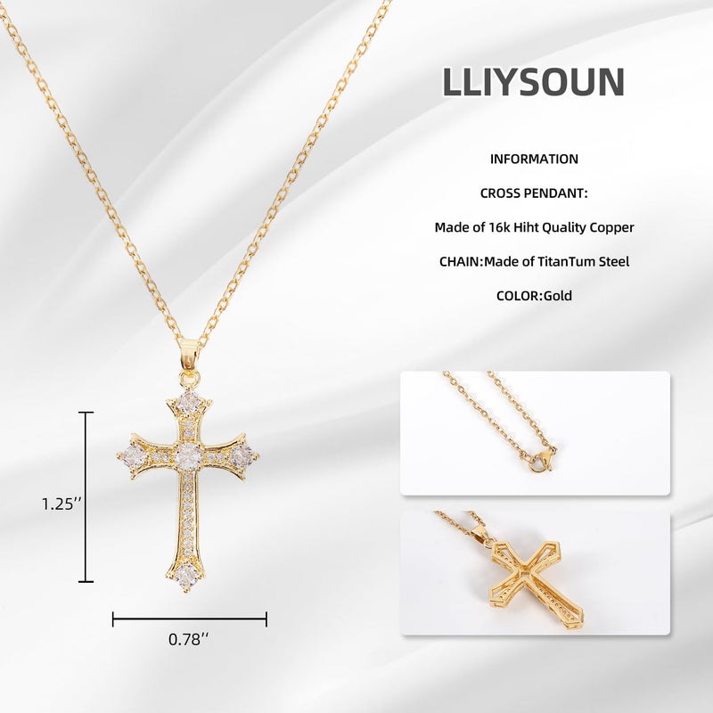 LLIYSOUN Cross Necklaces for Women Jewelry Necklaces for Women 16K Gold Plated Cross Pendant CN16 - Image 3