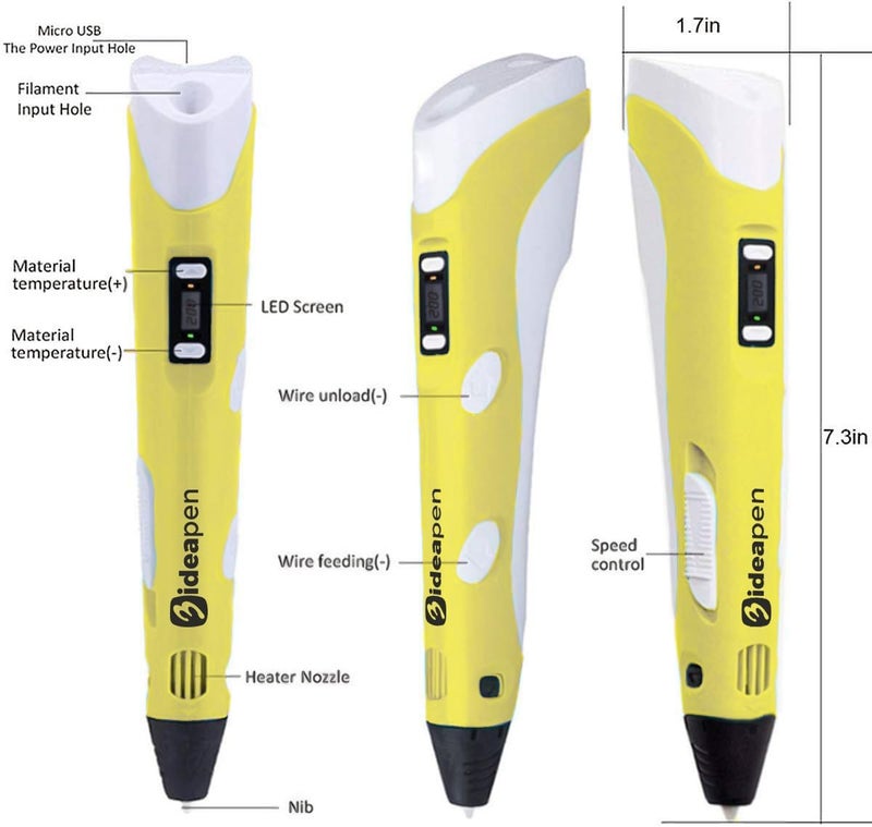 3idea Upgraded 3D Pen for Teens, Adults & Creators, for Innovative 3D Printing (Yellow) - Image 3