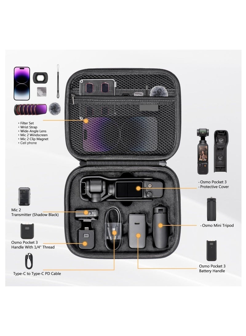 Bukela Carrying Case for DJI Osmo Pocket 3, Portable PU Storage Protective Bag for DJI Osmo Pocket 3 Creator Combo Accessories with shoulder straps[Case Only] - Image 3