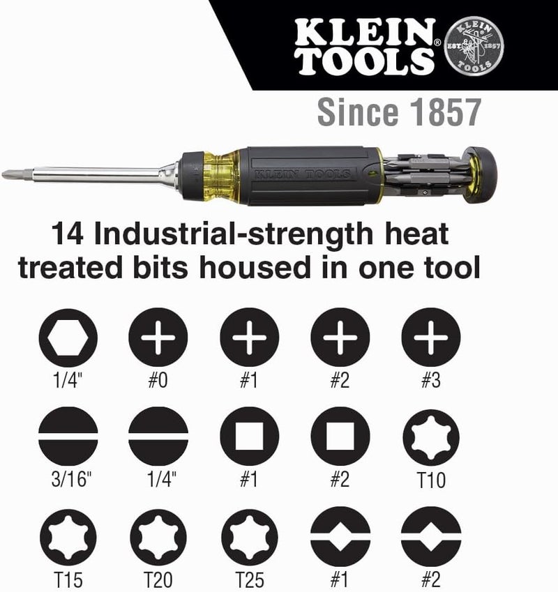 Klein Tools 32305 مفك براغي متعدد الرؤوس، أداة 15 في 1 مع رؤوس فيليبس، مسطحة، مربعة، توركس ومجموعة، ومفك صامولة 1/4 إنش - Image 3