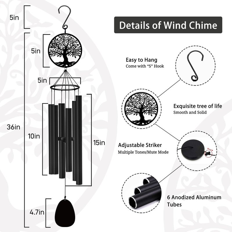 Astarin Memorial Wind Chimes For Outside Deep Tone  36"" Windchimes Sympathy Gifts For Loss Of Loved One  Bereavement Condolence Remembrance Funeral Chimes For Grieving Friends Loss Of Mother Father - Image 2