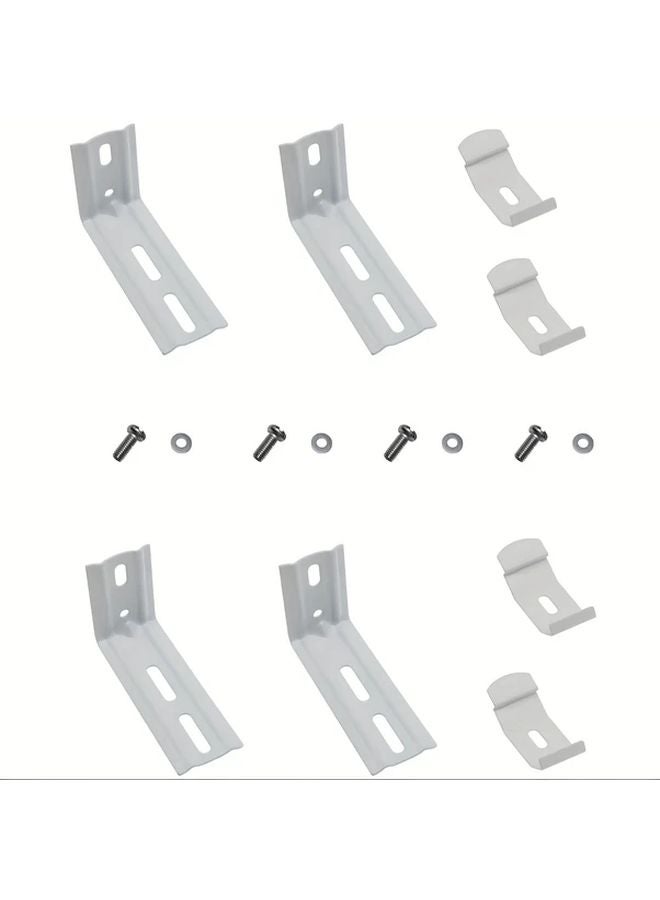4pcs White Metal Vertical Blind Wall Mount L Brackets With Headrail Clips Screws - Image 1