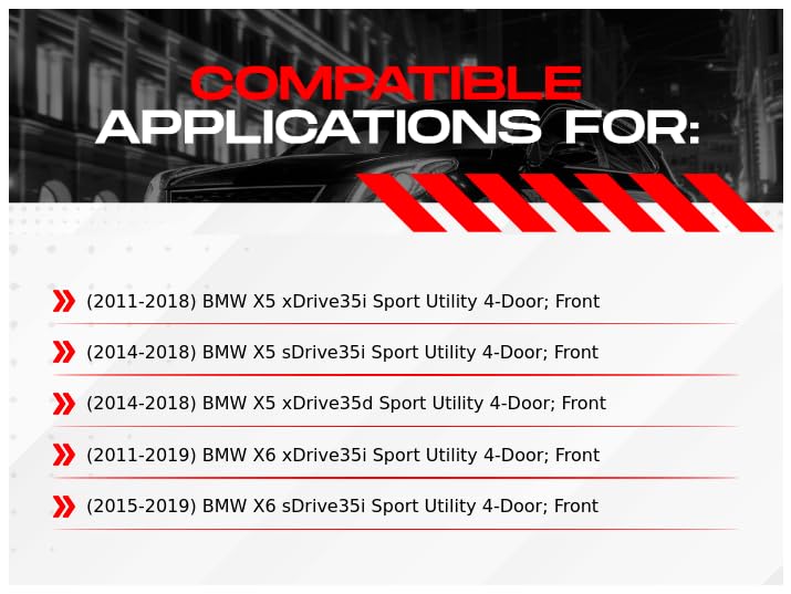 R1 Concepts Front Brakes and Rotors Kit |Front Brake Pads| Brake Rotors and Pads| Optimum OEp Brake Pads and Rotors |Hardware and Sensor Kit |fits 2011-2018 BMW X5, 2011-2019 BMW X6 - Image 2