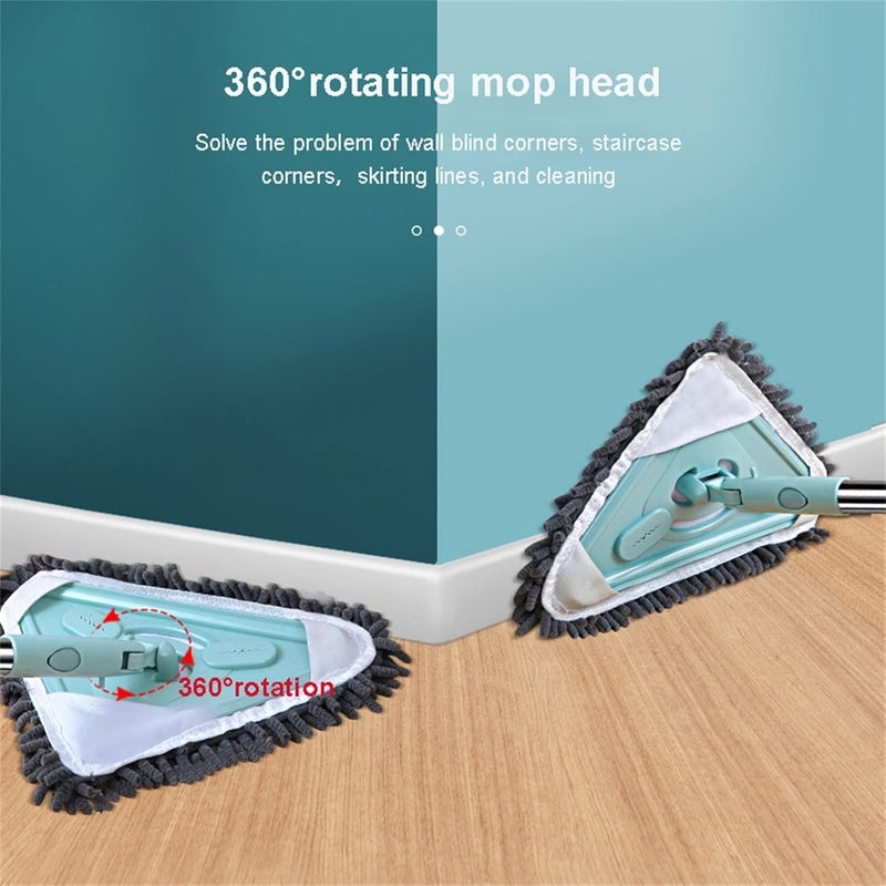 klarako 180 Degree Rotatable Triangle Cleaning Mop with Replaceable Mop Head Cloth, Multifunctional Telescopic Microfiber Cleaning Mop, Suitable for Window, Floor, Wall, Bathroom Clean (Green) - Image 3