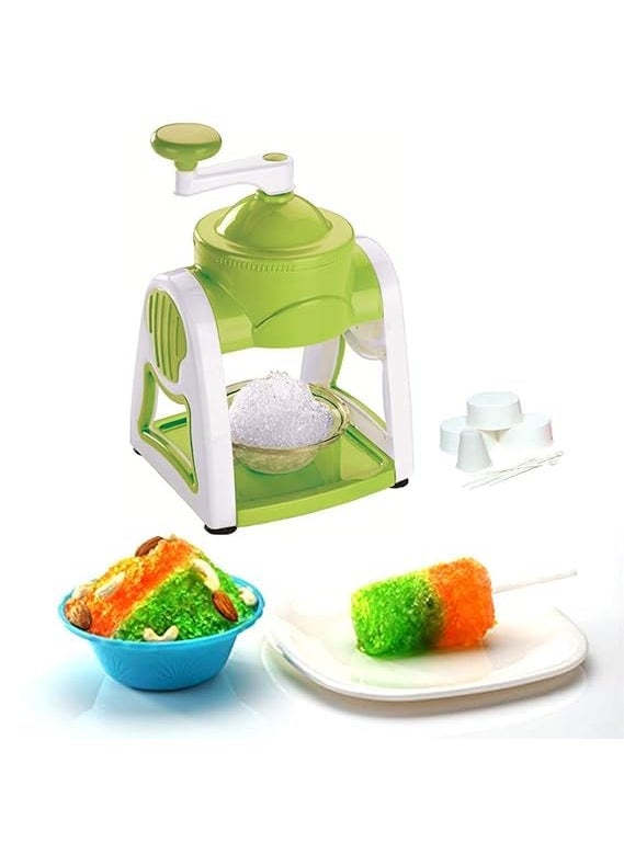 Generic F2G Enterprise Manual ice Gola Slush Maker Machine with Sharp Blades Ice Crusher Snow Grinder Crusher 3 Bowl Baraf ka Gola Banane wali Machine 1 Glass 6 Sticks and 1 Dish Multi Color  - Image 2