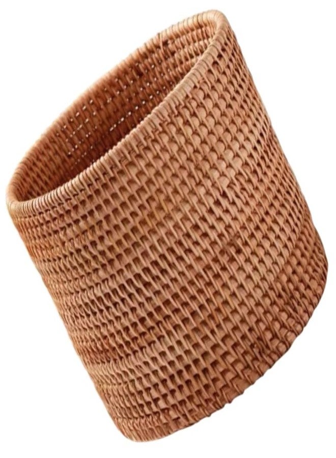 KODENG Handmade Rattan VASE Trash Can, Cylinder Storage, Desktop Trash Can, Rattan Trash Can Storage Basket (20CM) - Image 1
