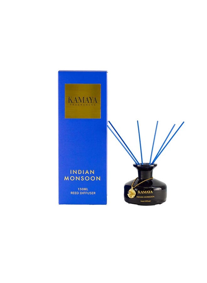 KAMAYA 150 ml Reed diffuser in black jar, with a handmade metal decorative pendant | Long lasting fragrance, lotus fragrance with two sets of reeds | in bright decorative gift box for occasions - Image 2
