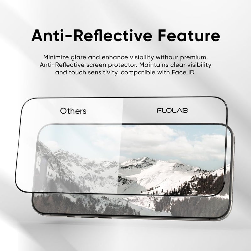 FLOLAB NanoArmour ONETIME PRO for iPhone 16 Pro Max Screen Protector, Anti-Reflective, PolarSpectra Anti-Rainbow, 3D Tempered Glass, Edge Reinforced, Easy Install, Dust-Free, Scratch Resistant - Image 3