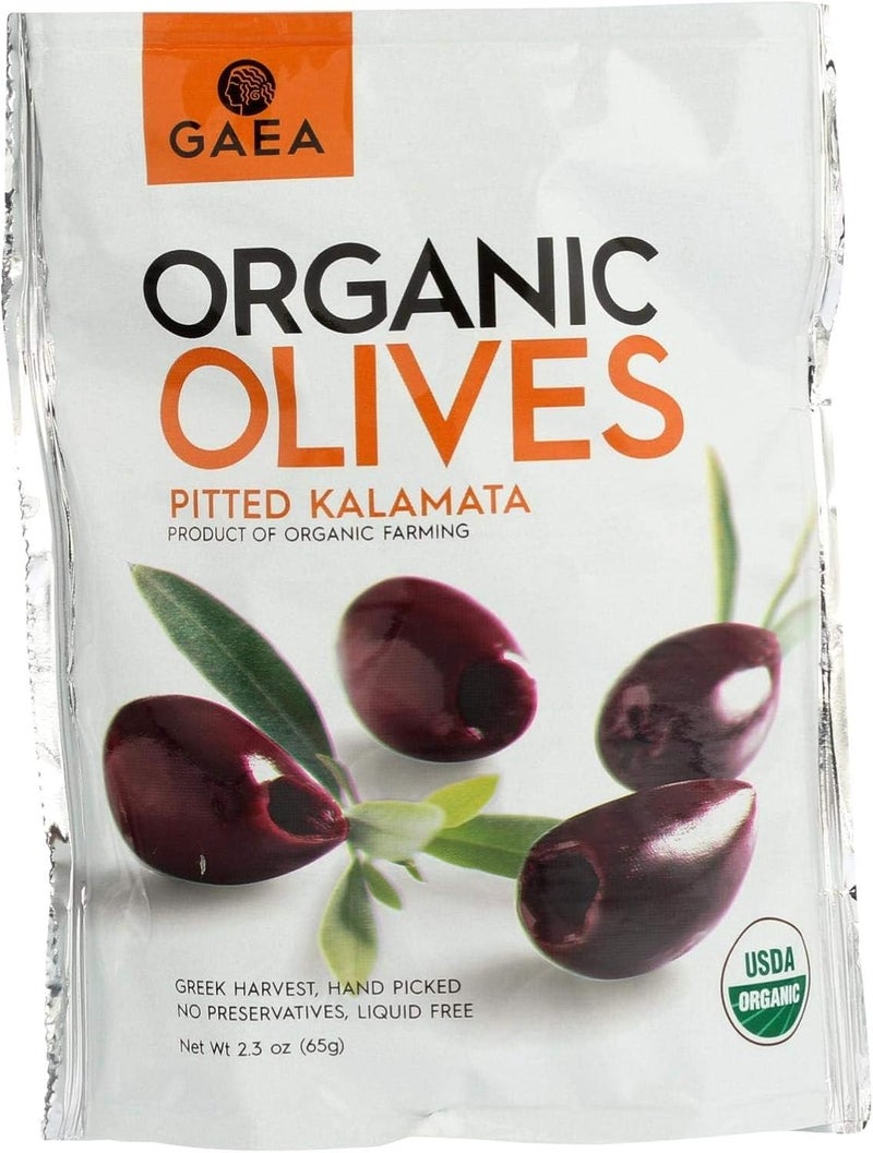 Gaea Organic Snack Pack Pitted Kalamata Olives with Sea Salt and Vinegar - 2.3 oz (Pack of 8) - Image 1