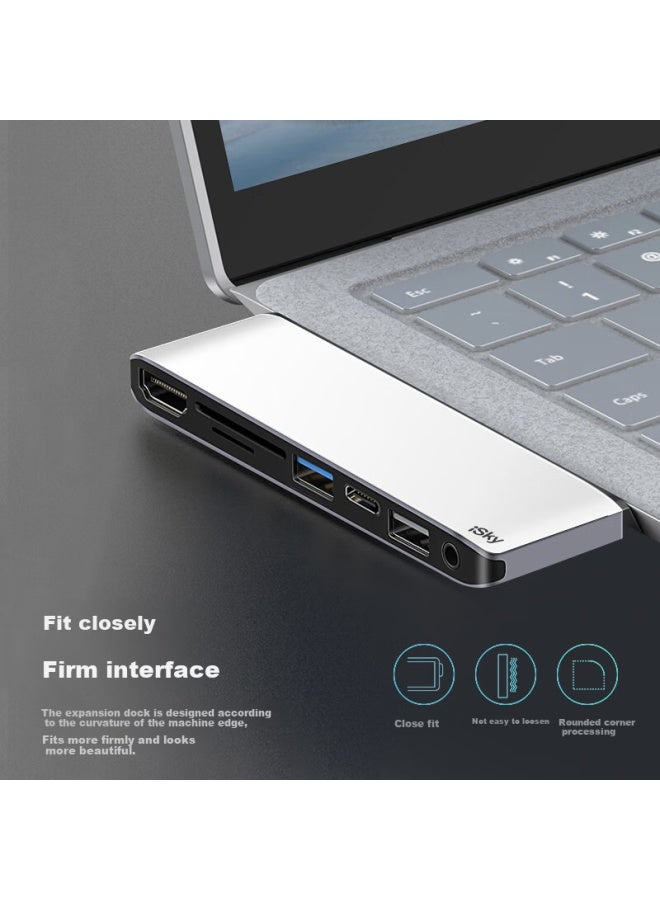 Isky Microsoft Laptop 1/2 Expansion Dock To Hdmi 4k Hd Connector Usb 3.0 High Speed Adapter Microsoft Surface Laptop 1/2 Special Expansion Dock Seven-in-one - Image 4