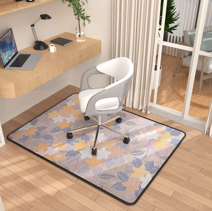HEAVY DUTY OFFICE CHAIR MATS FOR CARPETED AND HARDWOOD FLOOR 120 X 90 CM CARPET PROTECTOR CHAIR MAT FOR HOME AND OFFICE FLOOR MAT FOR OFFICE CHAIR ANTISKIDDING STYLE FLOWER