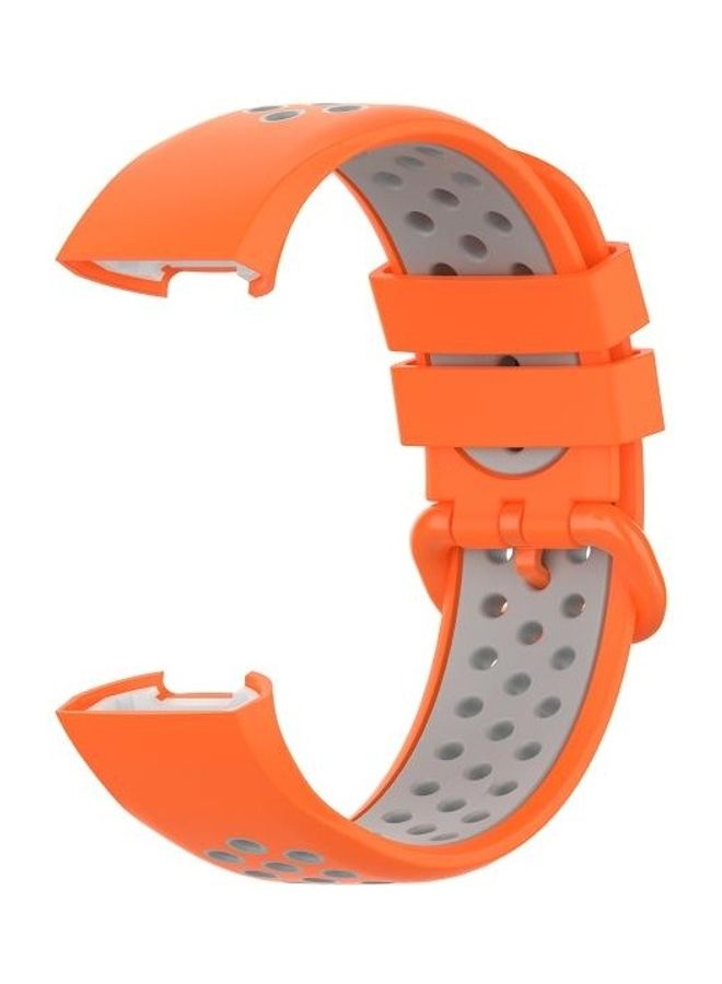 NIBEMINENT Two Color Silicone Replacement Strap For Fitbit Charge 4 /Charge 3/Charge 3 SE Orange/Grey - Image 3
