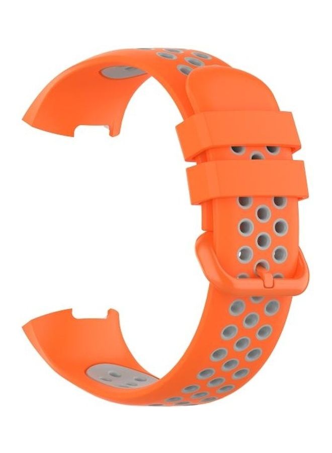 NIBEMINENT Two Color Silicone Replacement Strap For Fitbit Charge 4 /Charge 3/Charge 3 SE Orange/Grey - Image 2