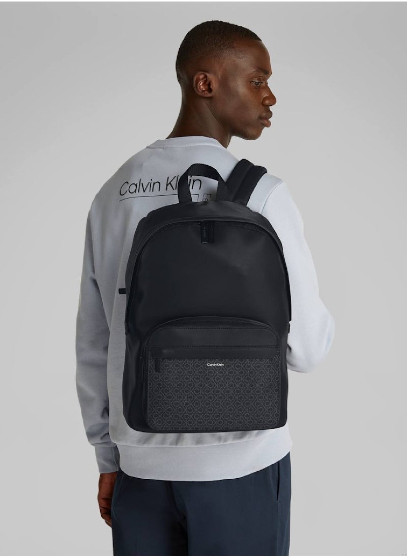 CALVIN KLEIN - Men's Round Backpack - Polyester Blend, Black - Image 1