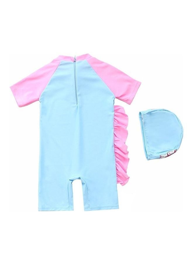 NIBEMINENT - Unicorn Printed Swimming Suit With Cap 5-6Y - Image 1