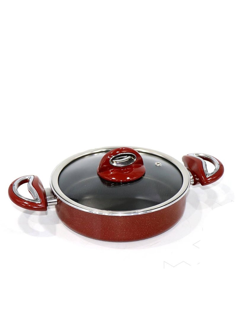 مقلاة جرانيت عميقة، بغطاء وشواية، تصميم عالي الجودة. 24 سم، تركي - Image 2