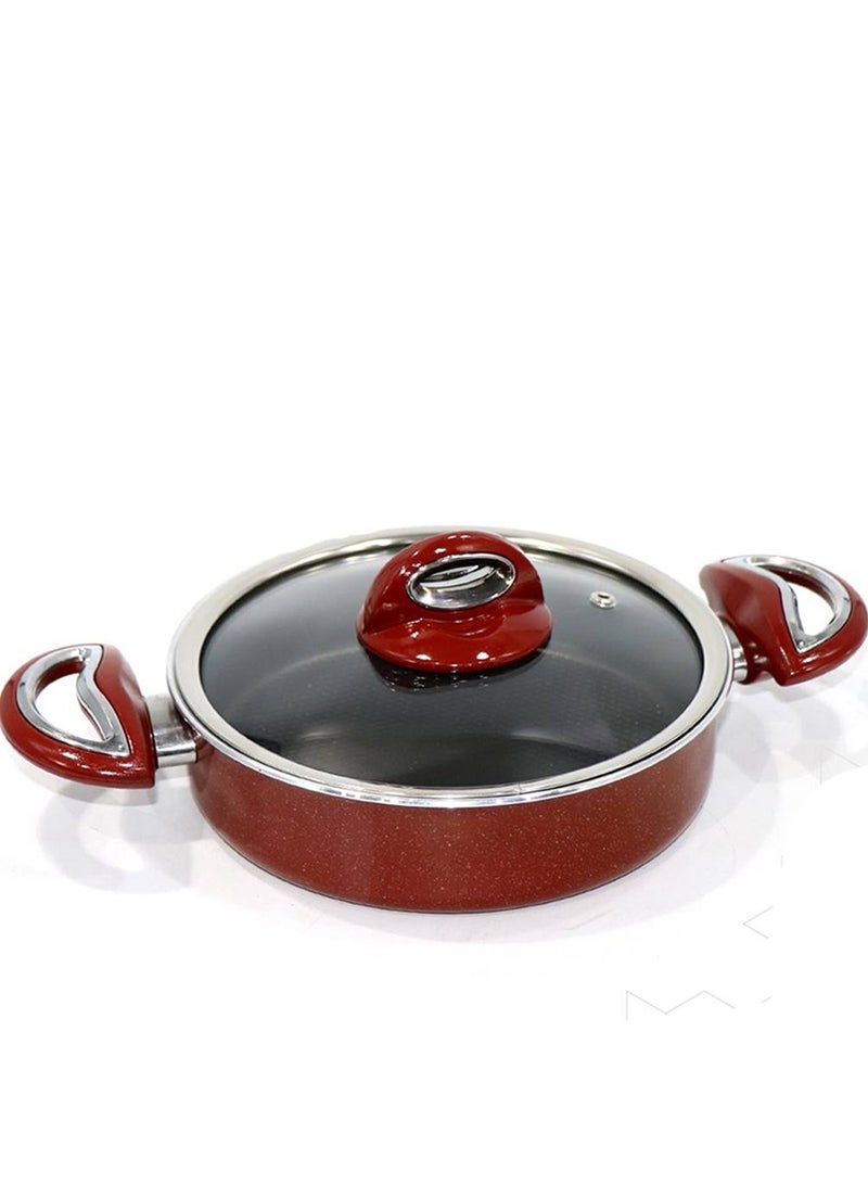 مقلاة جرانيت عميقة، بغطاء وشواية، تصميم عالي الجودة. 24 سم، تركي - Image 1