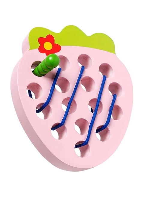 Strawberry Design Wooden Threading and Embroidery Puzzle