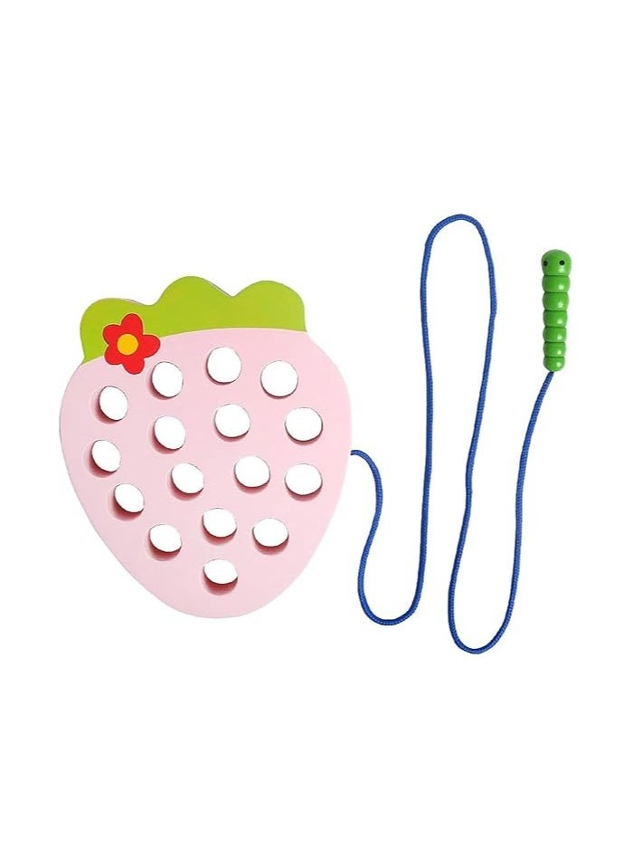 Strawberry Design Wooden Threading and Embroidery Puzzle