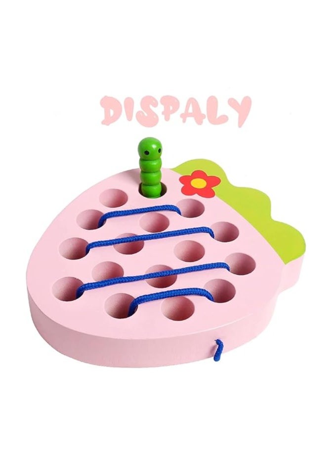 Strawberry Design Wooden Threading and Embroidery Puzzle