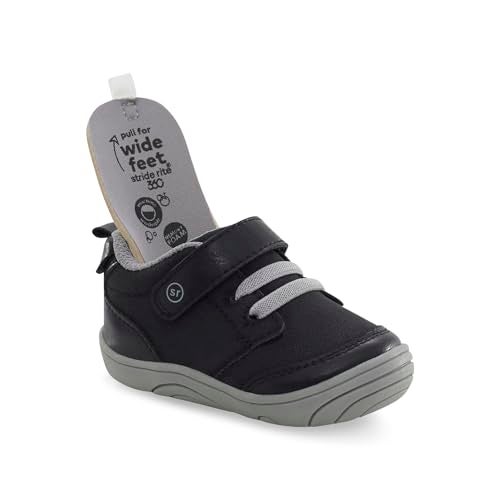 Stride Rite 360 Unisex Child Taye 2.0 First Walker Shoe, Black, 4 Infant - Image 2