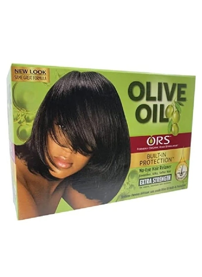 ORS No-Lye Hair Relaxer Kit | With Olive Oil | Regular Strength, Built In Protection | For Fine & Medium Hair Textures