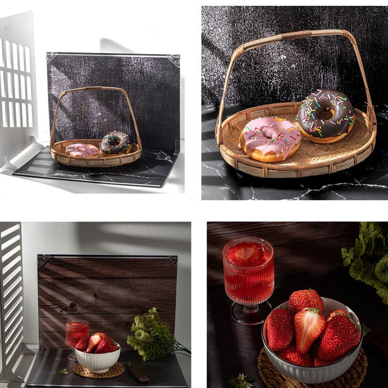 BYSTONE 10Pcs 20Patterns Small Product Photography Backdrops Kit Photo Background Food Photography Backdrop Board with Shadow Props and Carrying Bag (16.5X11.7inch) - Image 5
