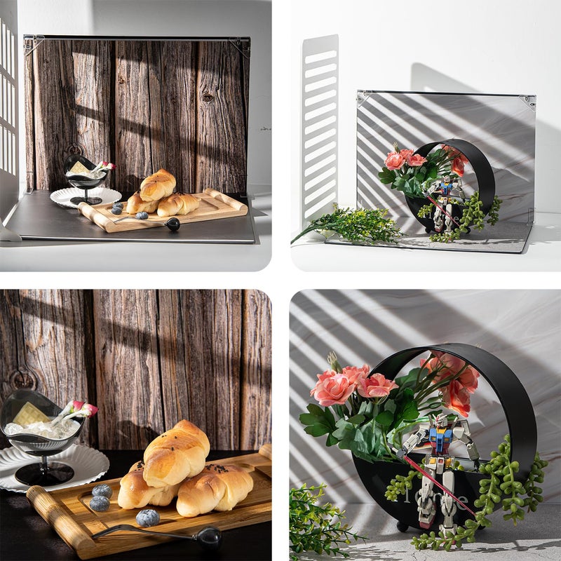 BYSTONE 10Pcs 20Patterns Small Product Photography Backdrops Kit Photo Background Food Photography Backdrop Board with Shadow Props and Carrying Bag (16.5X11.7inch) - Image 3