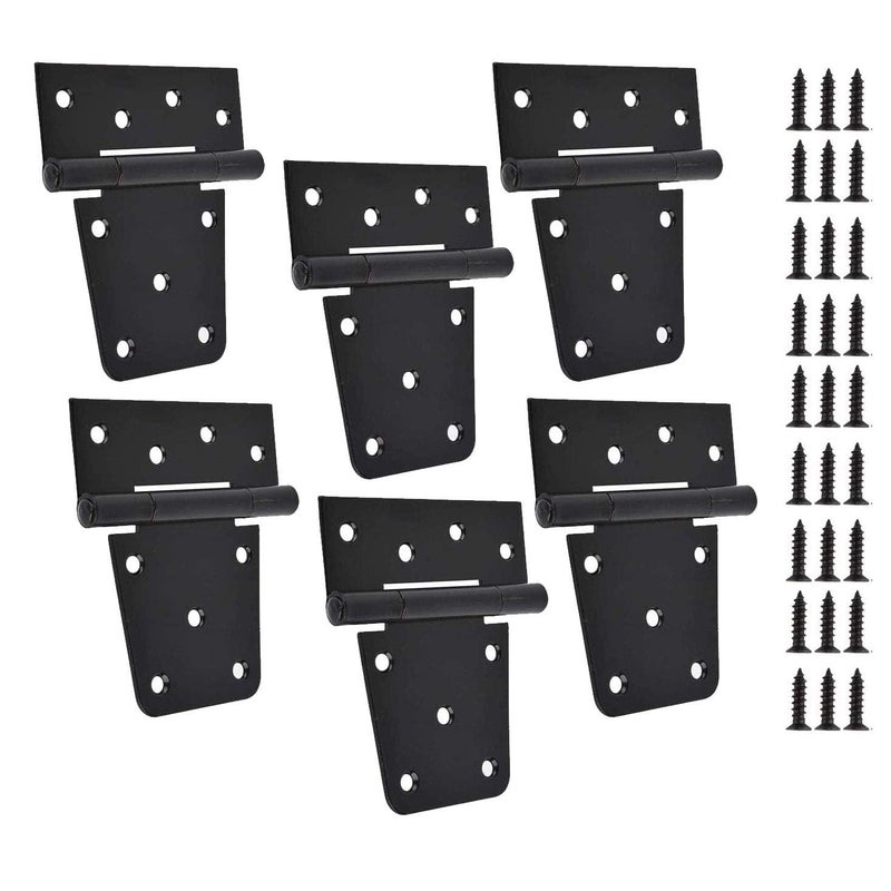 TamBee Black Gate Hinges Shed Hinges Heavy Duty Gate Hinges for Wooden Fences Barn Door Hinges for Wood Outdoor 3.5inch with Screws (Pack of 6) - Image 1