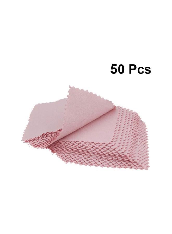 كلاراكو 50 قطعة من قماش تنظيف المجوهرات الوردي لتلميع المجوهرات الذهبية والفضية والبلاتينية والساعات والعملات المعدنية والنظارات (وردي) - Image 3