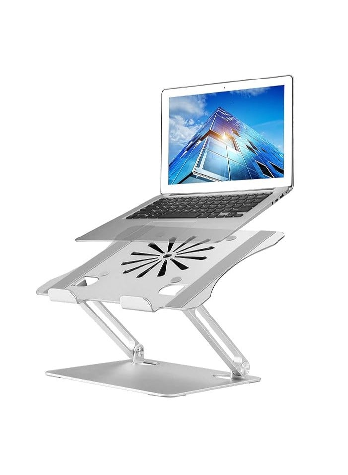 Adjustable Laptop Stand with Cooling Fan, Aluminium Alloy Multi-Angle Computer Holder for Desk, Portable Notebook Metal Mount Compatible with MacBook, Air, Pro, Dell, Alienware All Laptops 11"-17.3"  - Image 1