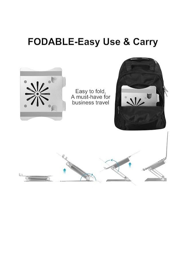 Adjustable Laptop Stand with Cooling Fan, Aluminium Alloy Multi-Angle Computer Holder for Desk, Portable Notebook Metal Mount Compatible with MacBook, Air, Pro, Dell, Alienware All Laptops 11"-17.3"  - Image 4