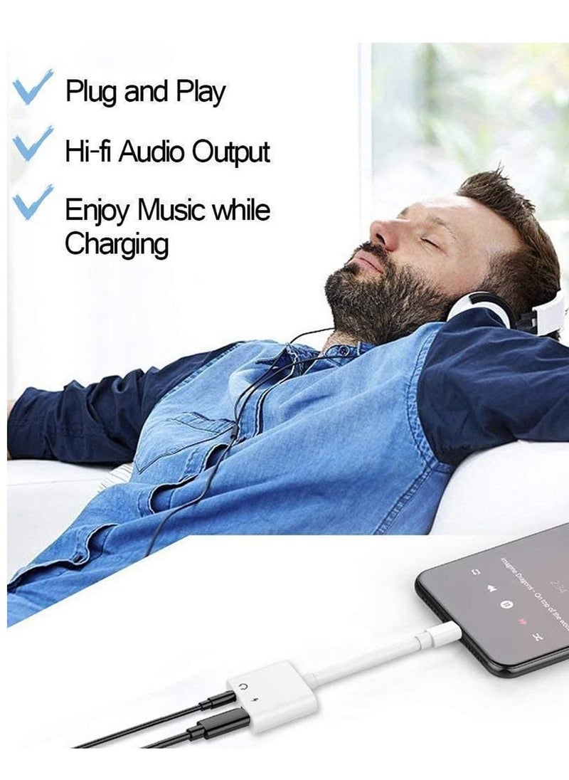 Generic - Headphone Adapter for iPhone [Apple MFi Certified], 2 in 1 Lightning to 3.5mm AUX Audio Dongle Charger Splitter Compatible with iPhone 14/13/12/11/XS/XR/X/8/7/iPad, Support All iOS System - Image 1