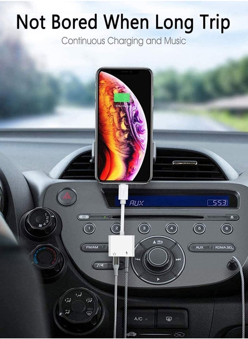 Generic - Headphone Adapter for iPhone [Apple MFi Certified], 2 in 1 Lightning to 3.5mm AUX Audio Dongle Charger Splitter Compatible with iPhone 14/13/12/11/XS/XR/X/8/7/iPad, Support All iOS System - Image 1