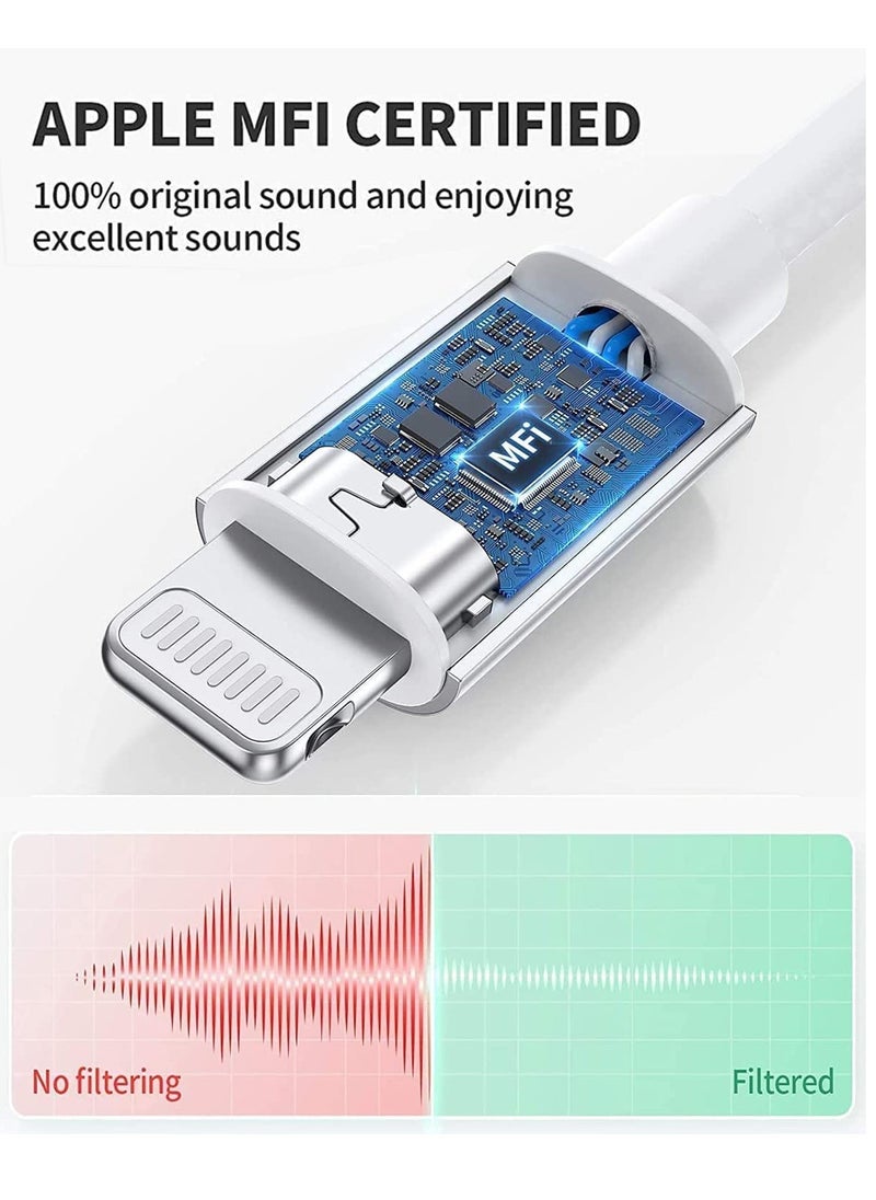 Generic - Headphone Adapter for iPhone [Apple MFi Certified], 2 in 1 Lightning to 3.5mm AUX Audio Dongle Charger Splitter Compatible with iPhone 14/13/12/11/XS/XR/X/8/7/iPad, Support All iOS System - Image 1