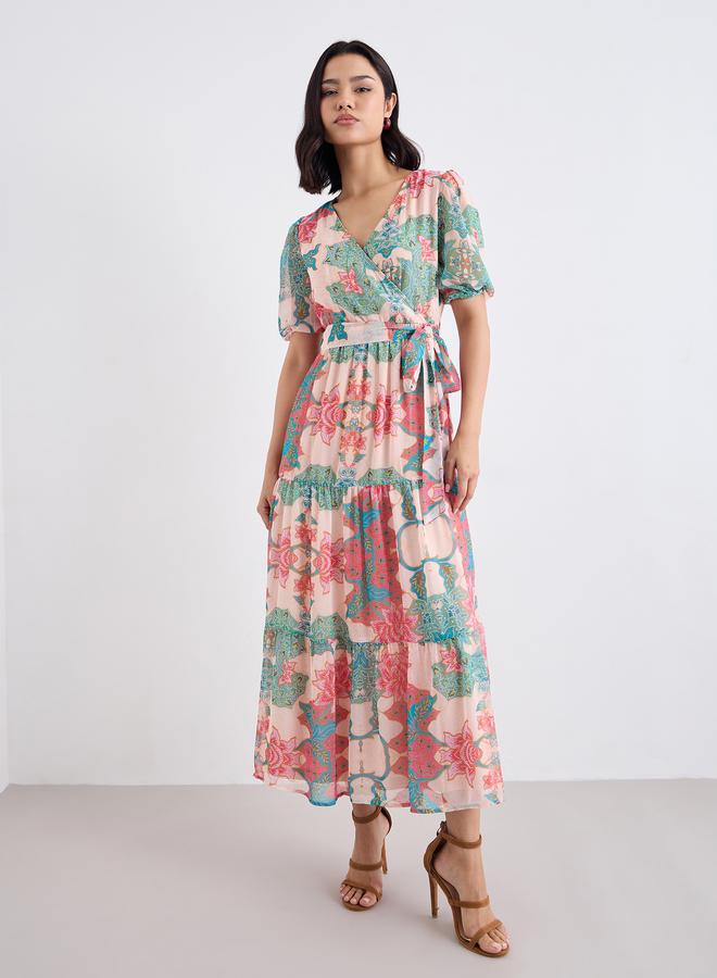 Styli Floral Print Tiered Maxi Dress - Image 2