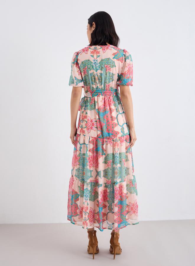 Styli Floral Print Tiered Maxi Dress - Image 4