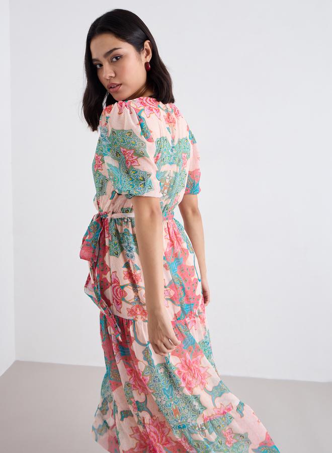 Styli Floral Print Tiered Maxi Dress - Image 5