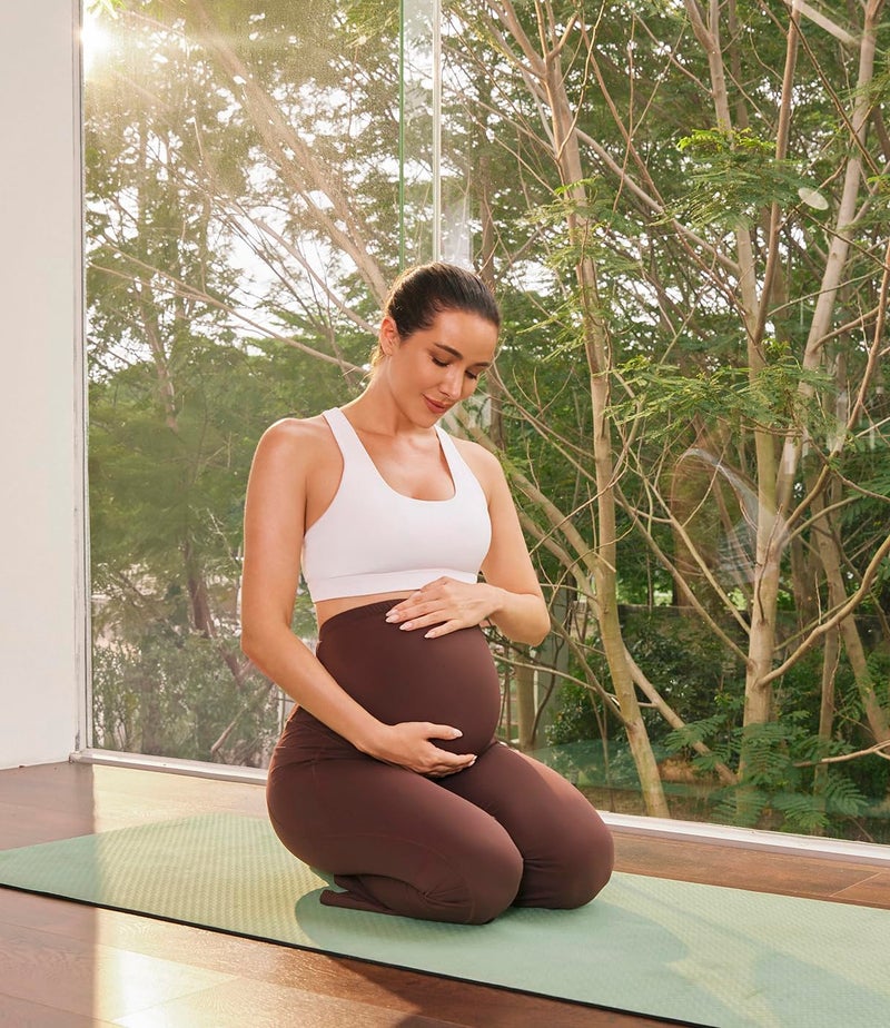 JOYSPELS Maternity Flare Leggings Over The Belly with Pockets â€“ Soft, Comfortable Pregnancy Yoga & Daily & Work Pants Blue Steel - Image 3