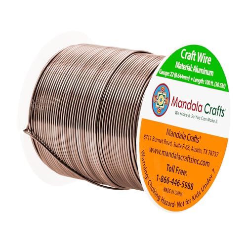 Mandala Crafts 22 Gauge Anodized Aluminum Craft Wire for Jewelry Making - 100 FT Colored Flexible Light Brown Wire - Bendable for Bonsai Armature Crafting Sculpting - Image 2